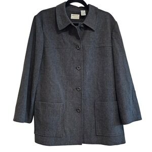 Preview Collection XL‎ Gray Viscose Blend Button Front Coat Jacket Women